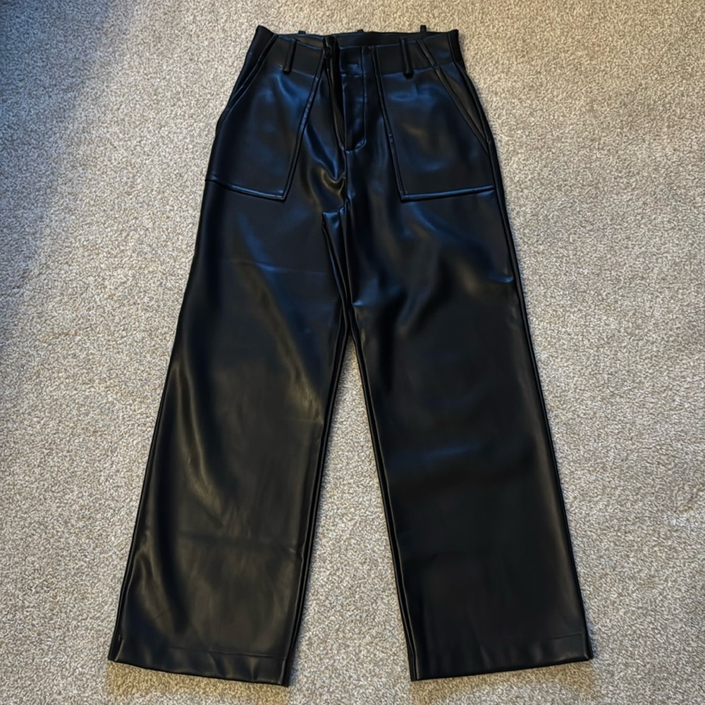 Vegan Leather Pants wide leg